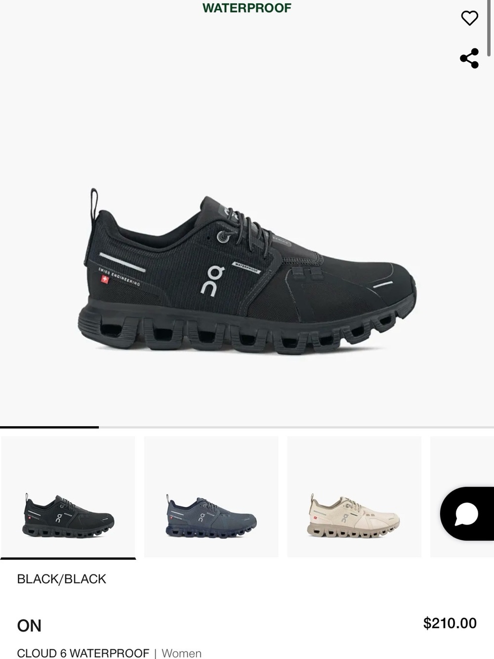 On Running Cloud 6 Waterproof Women’s Sneakers - Black